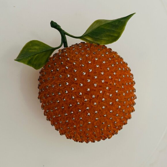 Vintage Handmade Beaded Fruit Lifesize Peach Pear Orange Apple Banana - Picture 7 of 11